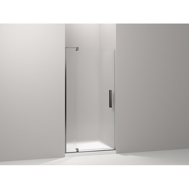 Anodized Brushed Nickel Frameless Pivot Shower Door with Frosted Glass