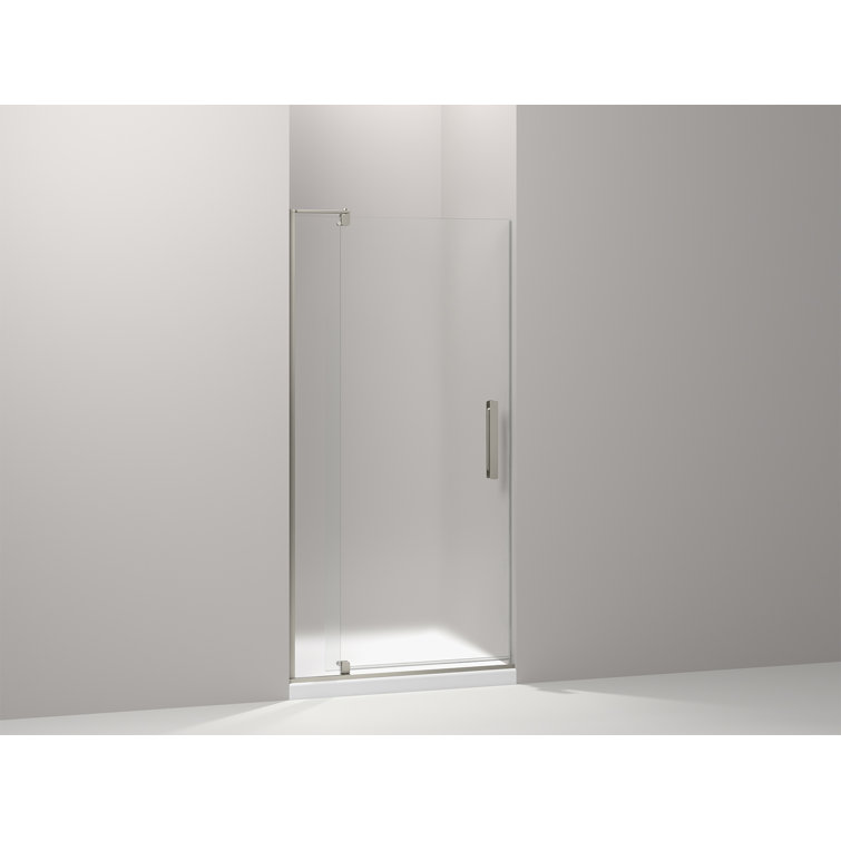 Anodized Brushed Nickel Frameless Pivot Shower Door with Frosted Glass