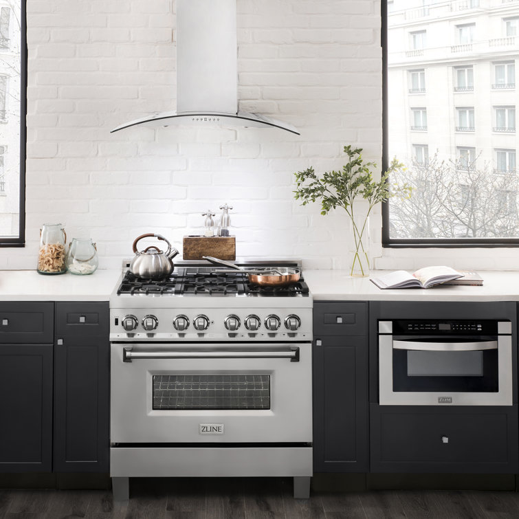 30" Stainless Steel and Glass Convertible Wall Mount Range Hood