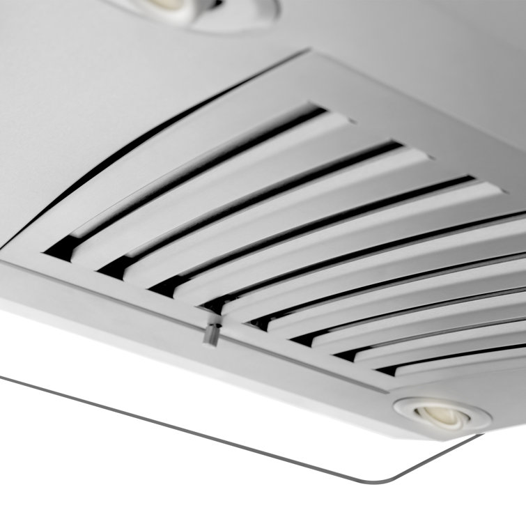 30" Stainless Steel Convertible Island Range Hood with Glass Canopy