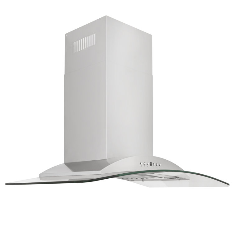 36" Stainless Steel and Glass Convertible Wall Mount Range Hood