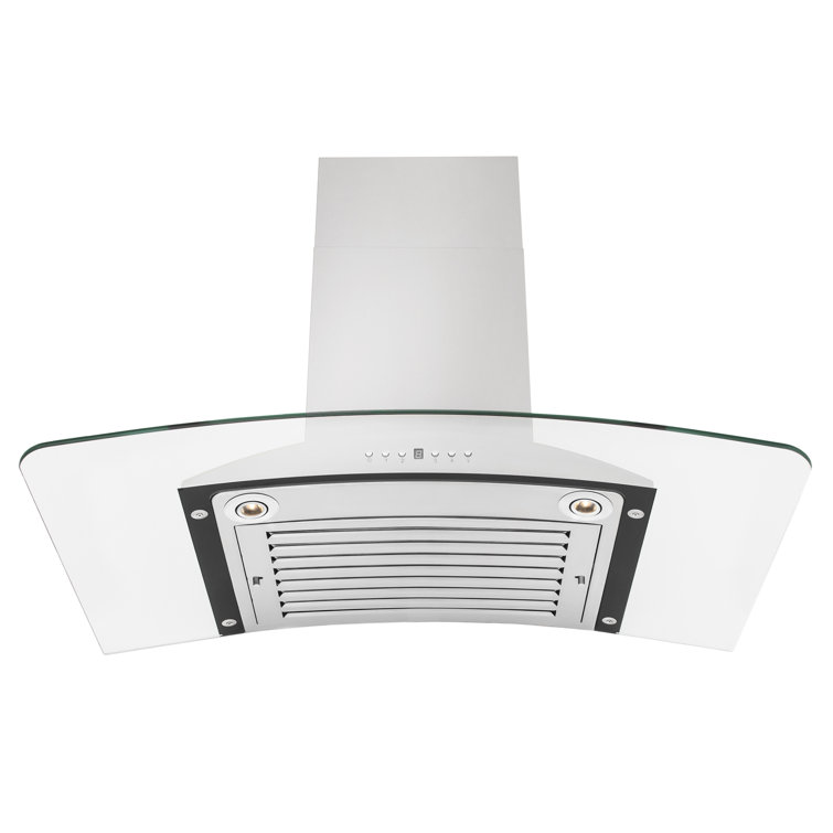 36" Stainless Steel and Glass Convertible Wall Mount Range Hood