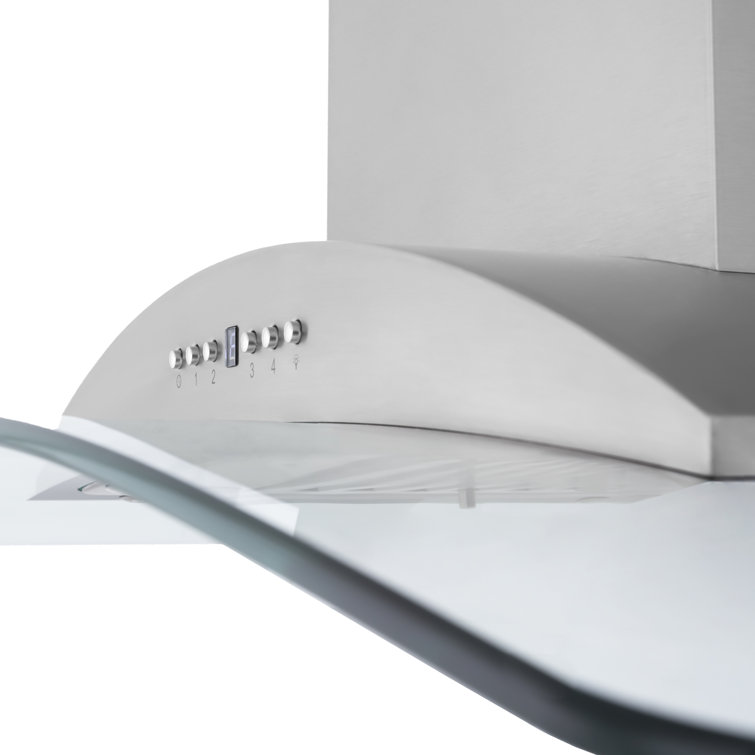 36" Stainless Steel and Glass Convertible Wall Mount Range Hood