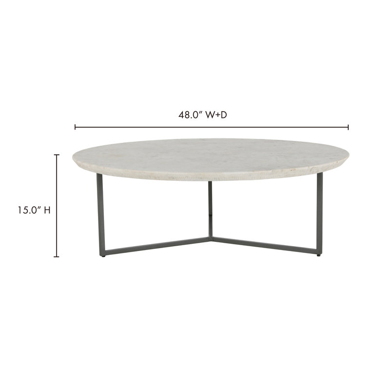 48" Contemporary Black & White Marble Round Coffee Table