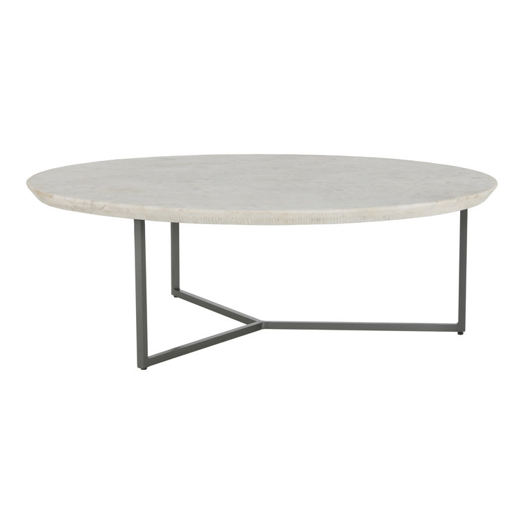 48" Contemporary Black & White Marble Round Coffee Table