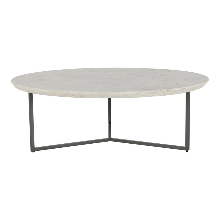 48" Contemporary Black & White Marble Round Coffee Table