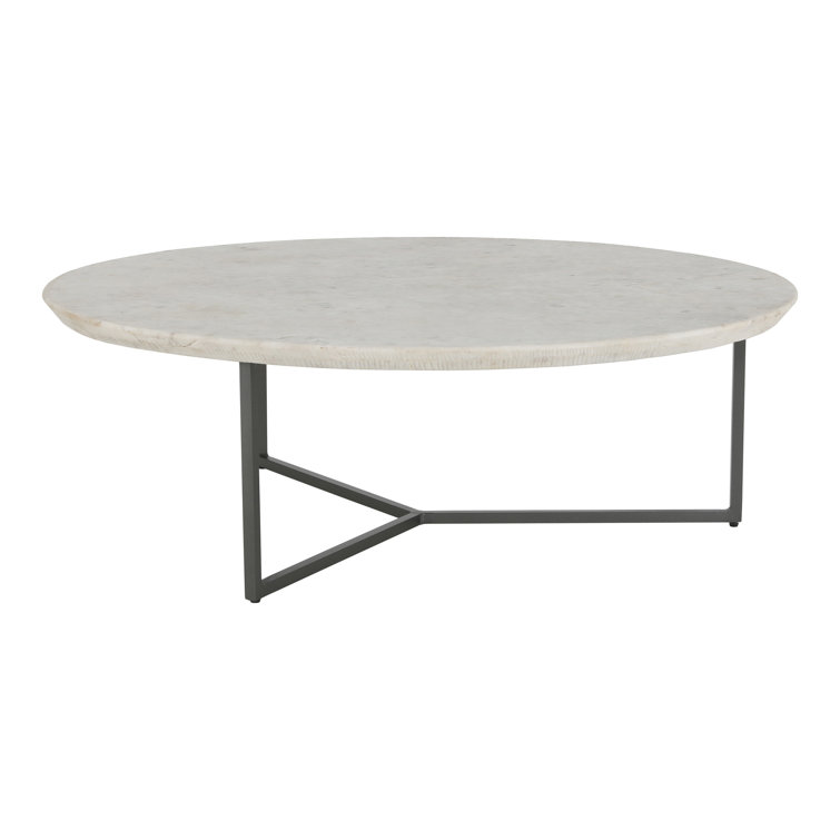 48" Contemporary Black & White Marble Round Coffee Table