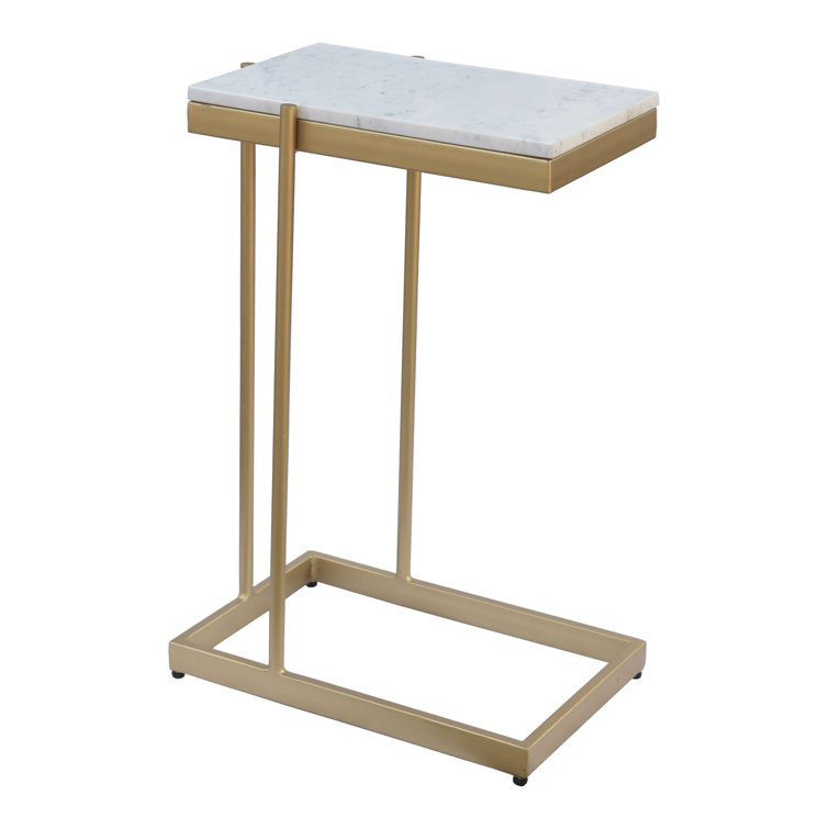 Gold Rectangular Marble Top End Table