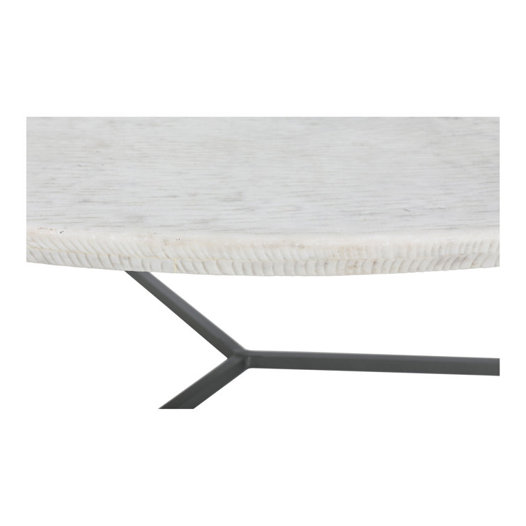 48" Contemporary Black & White Marble Round Coffee Table