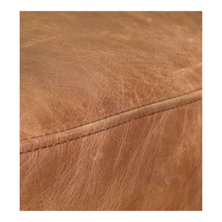 Cappuccino Genuine Leather Armchair with Metal Base