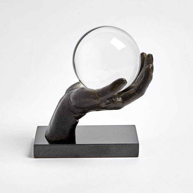 Bronze Handcrafted Iron and Glass Sculpture, 9"
