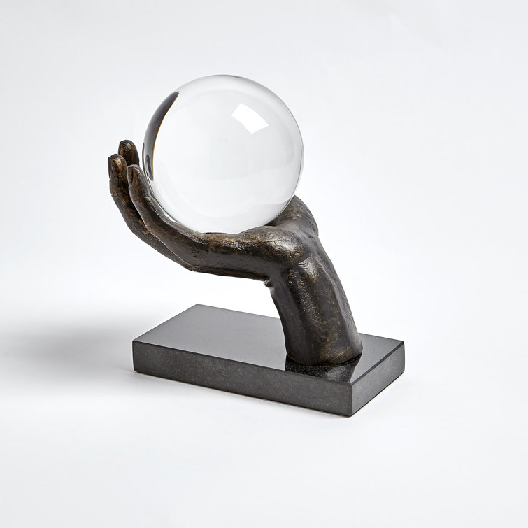 Bronze Handcrafted Iron and Glass Sculpture, 9"