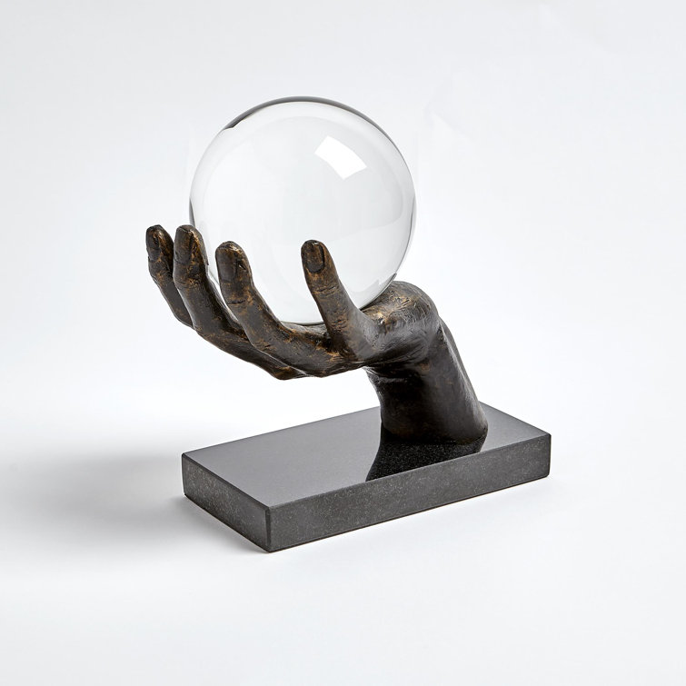 Bronze Handcrafted Iron and Glass Sculpture, 9"