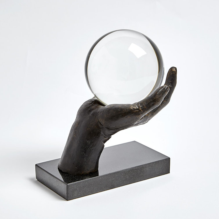 Bronze Handcrafted Iron and Glass Sculpture, 9"