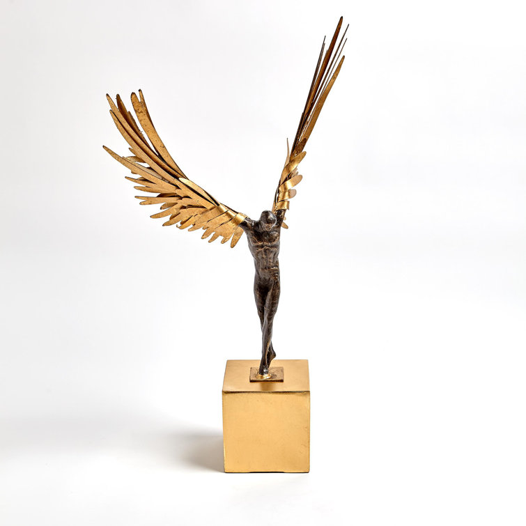 Gold Leaf Cast Iron Avian Figurine, 24.5" Tall