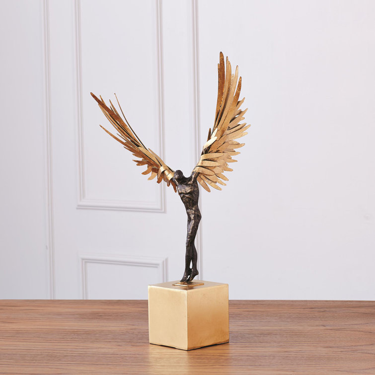 Gold Leaf Cast Iron Avian Figurine, 24.5" Tall