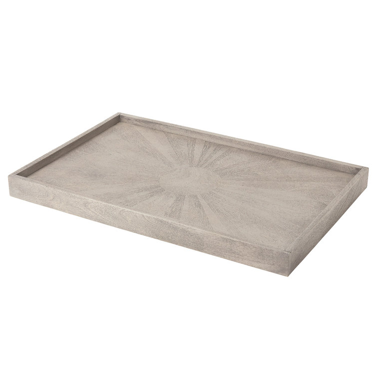Casual Grey Driftwood Starburst Marquetry Ottoman Tray
