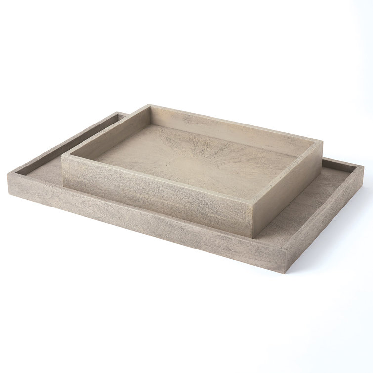 Casual Grey Driftwood Starburst Marquetry Ottoman Tray