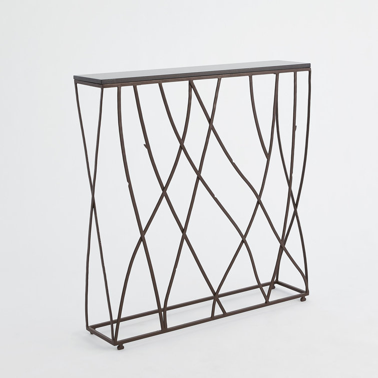 Branch-Inspired 36" Wood, Stone & Metal Console Table