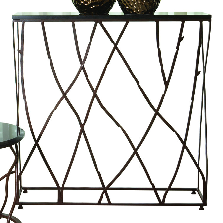 Branch-Inspired 36" Wood, Stone & Metal Console Table