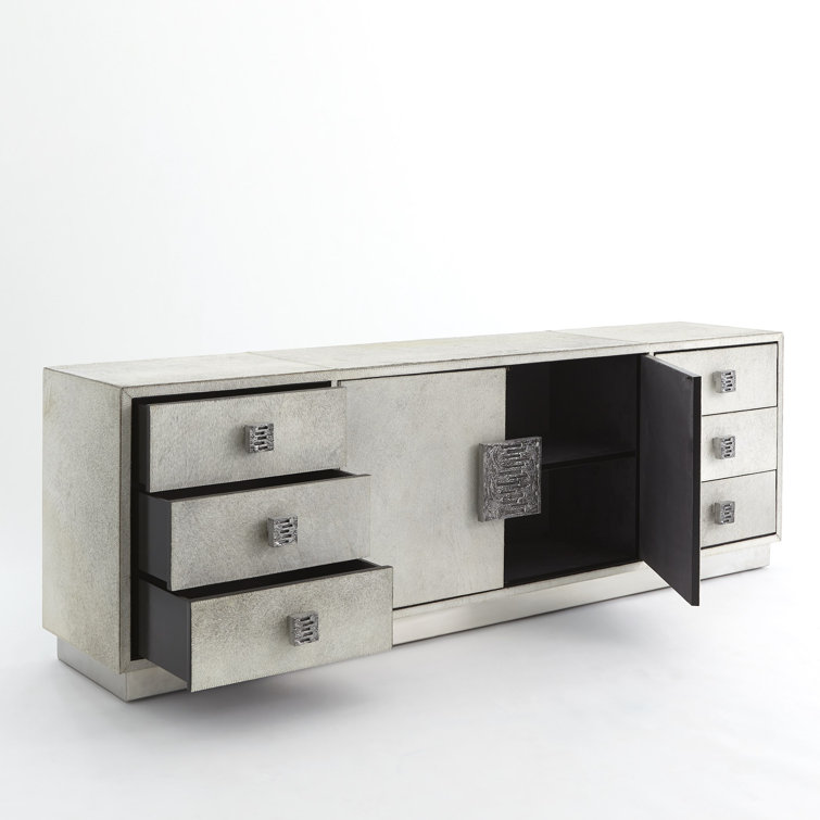 Metro Long Gray Hair-on-Hide Office Cabinet