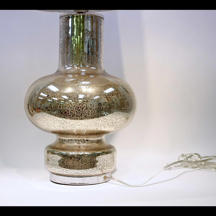 Elegant Nickel Buffet Lamp with 3-Way Switch and Silver Cord