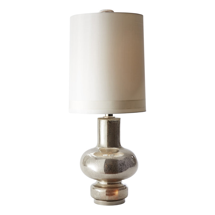 Elegant Nickel Buffet Lamp with 3-Way Switch and Silver Cord