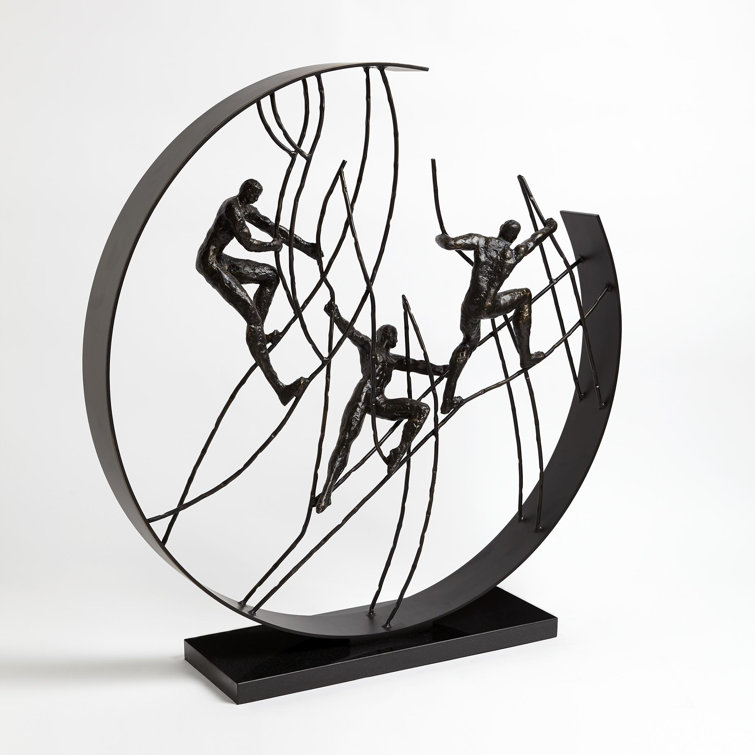 Contemporary Climb to the Top 34" Metal Statue with Granite Base