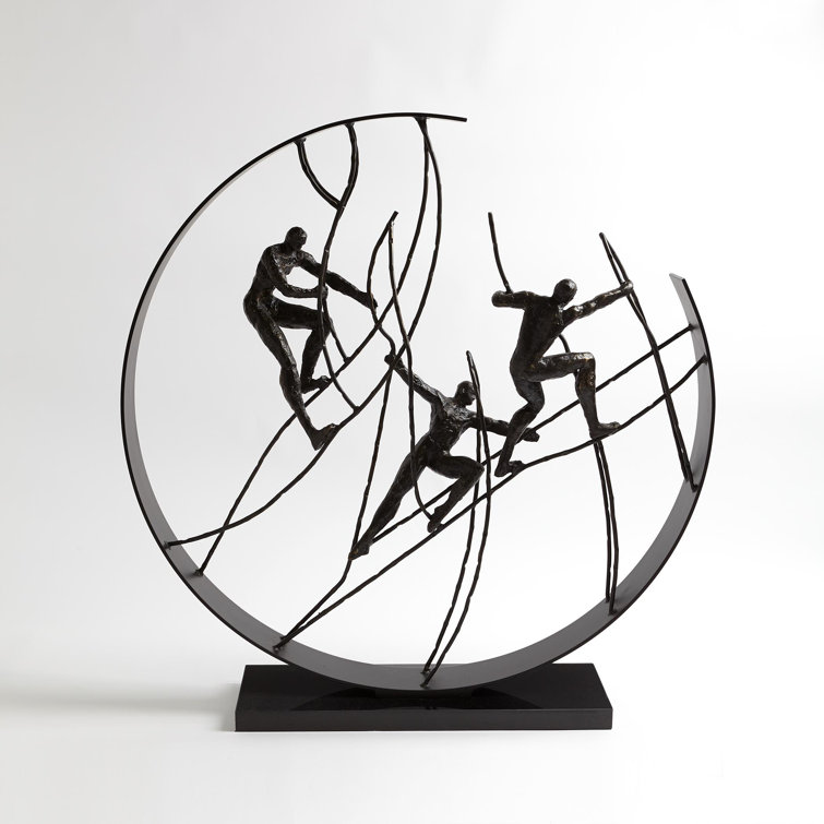 Contemporary Climb to the Top 34" Metal Statue with Granite Base