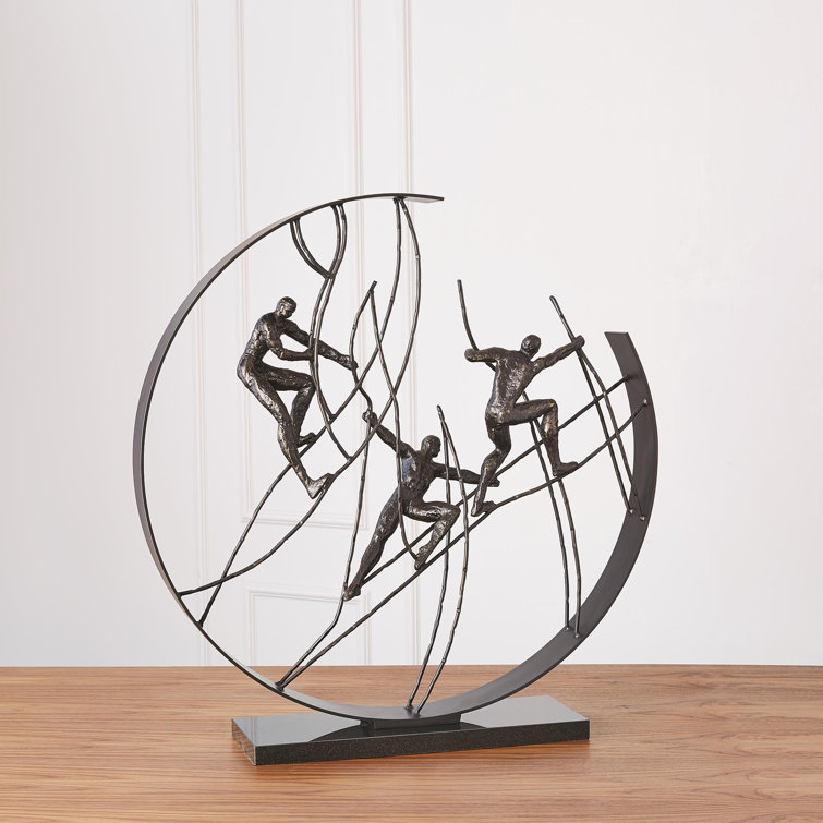 Contemporary Climb to the Top 34" Metal Statue with Granite Base
