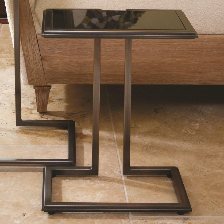 Bronze Stone and Metal Rectangular Cozy Up Side Table