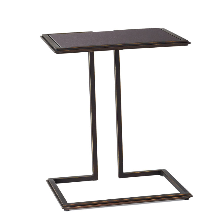 Bronze Stone and Metal Rectangular Cozy Up Side Table