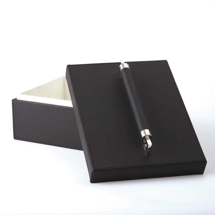 Handmade Black Leather Rectangular Storage Box