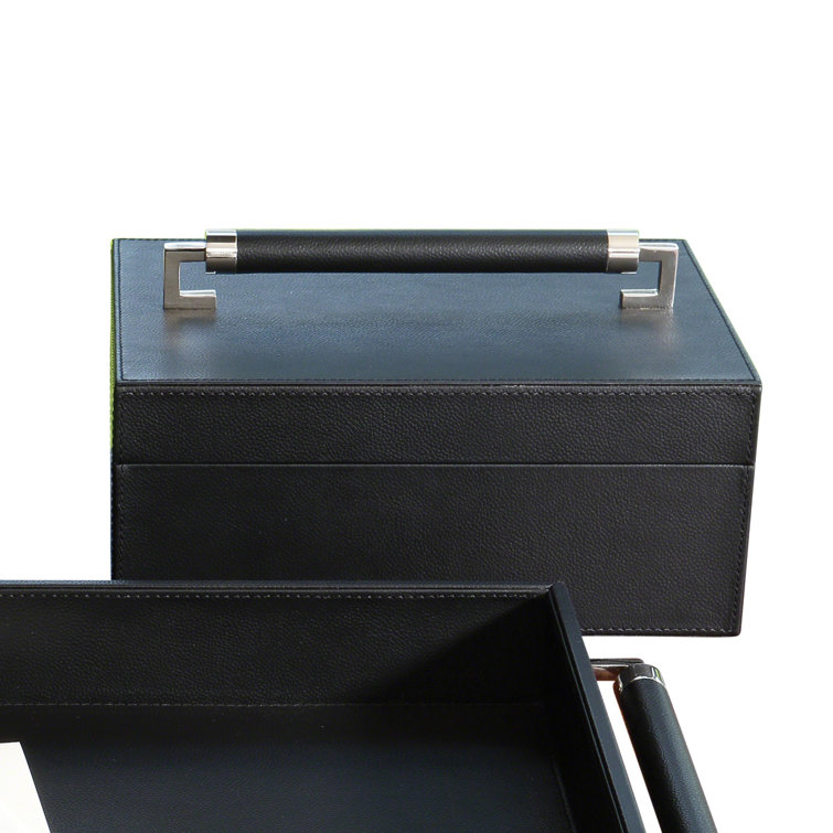 Handmade Black Leather Rectangular Storage Box