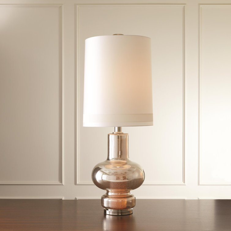 Elegant Nickel Buffet Lamp with 3-Way Switch and Silver Cord