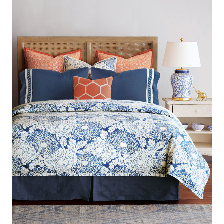 Sapphire Blue and White Geometric Trim Standard Sham