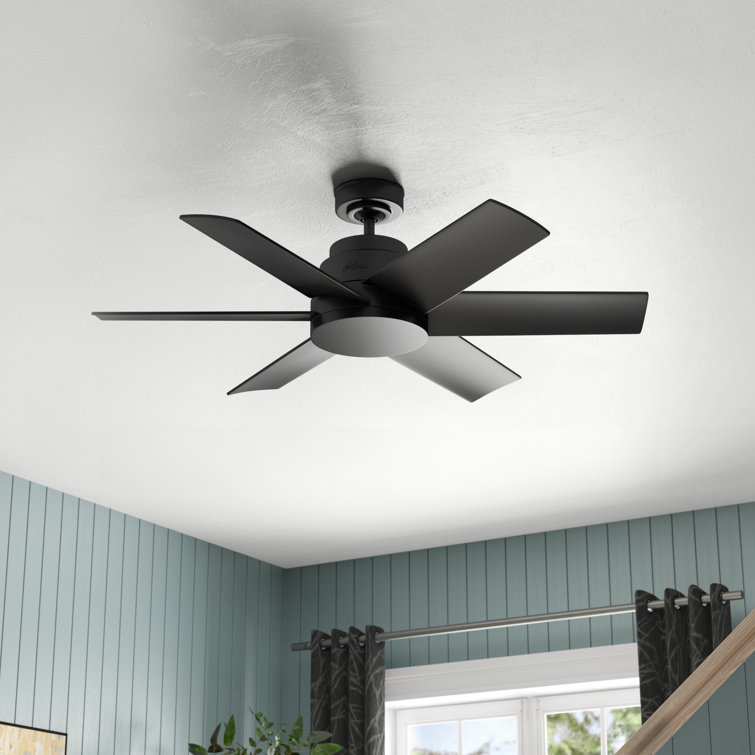 Kennicott Matte Black 44" Outdoor Ceiling Fan with Wall Control