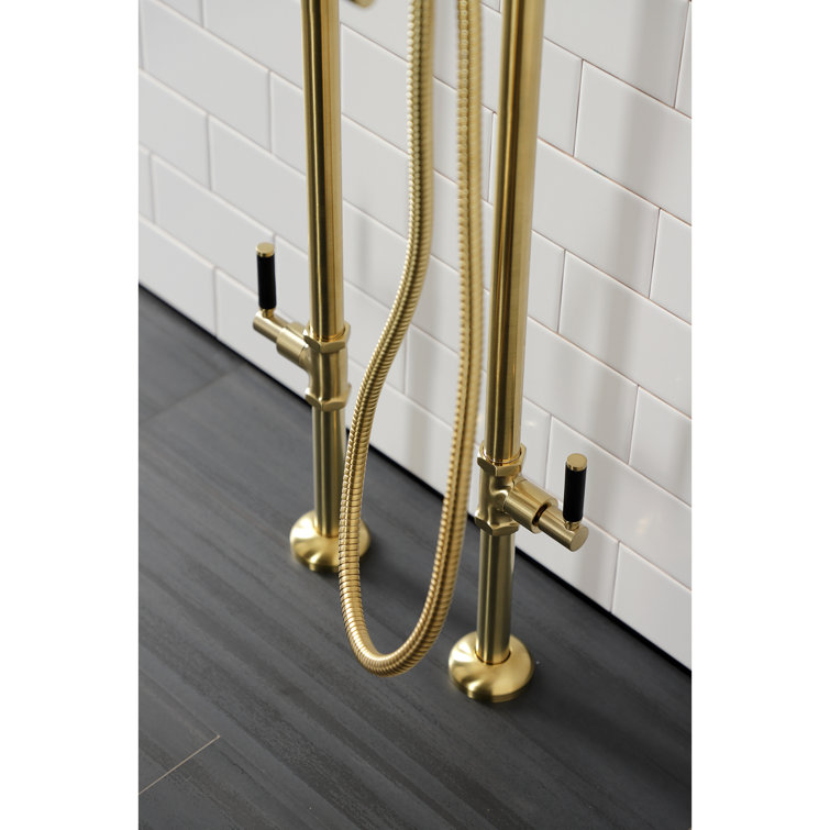 Brushed Brass Freestanding Tub Faucet with Hand Shower