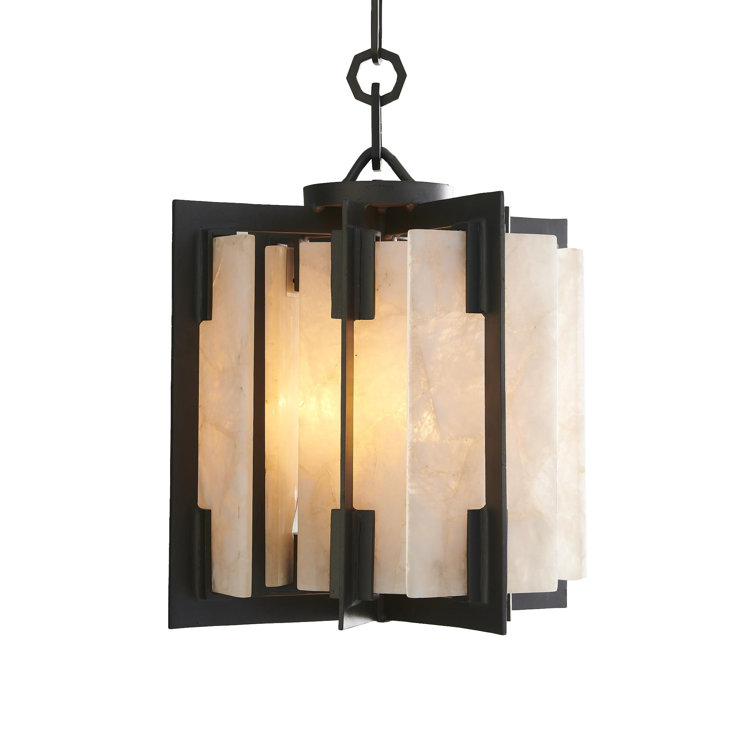 Quartz Bronze 4-Light Candelabra Hall Pendant with Iron Frame