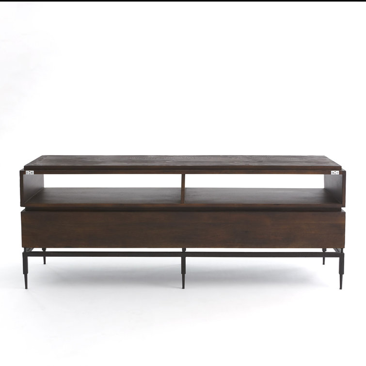 Artisan Hand-Rubbed Mango Wood & Metal Console with Storage