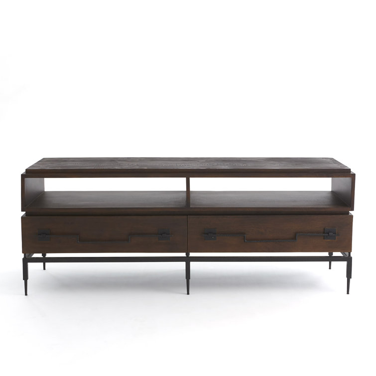 Artisan Hand-Rubbed Mango Wood & Metal Console with Storage