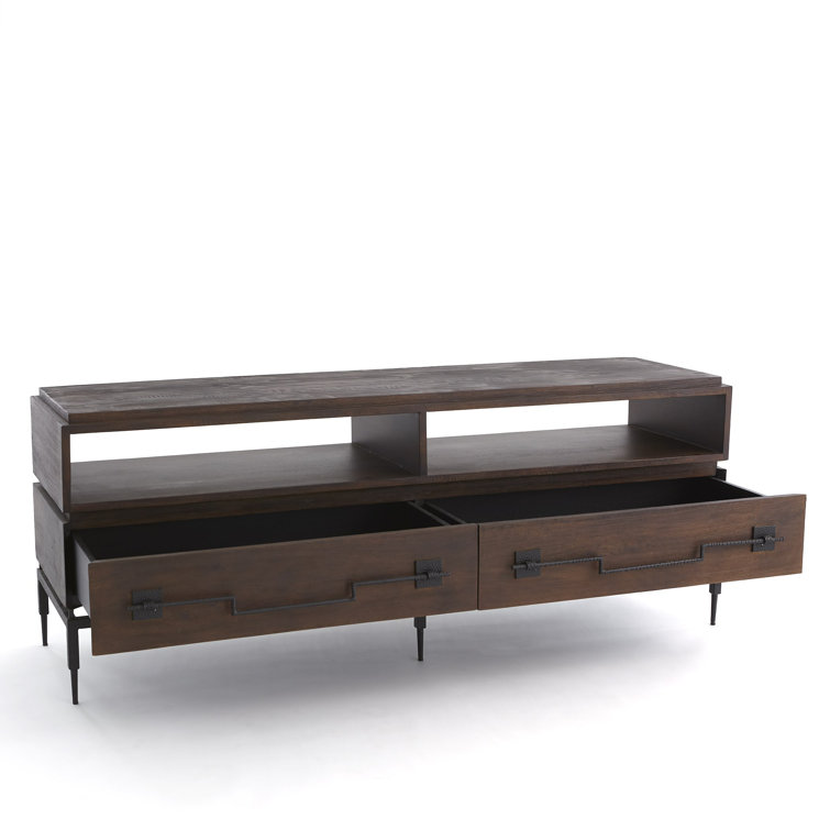 Artisan Hand-Rubbed Mango Wood & Metal Console with Storage