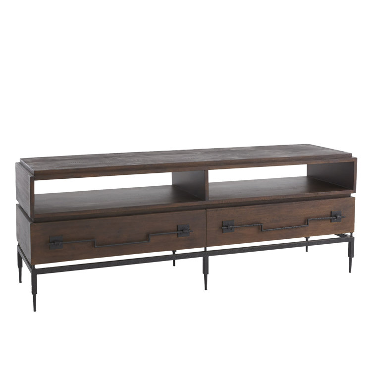 Artisan Hand-Rubbed Mango Wood & Metal Console with Storage