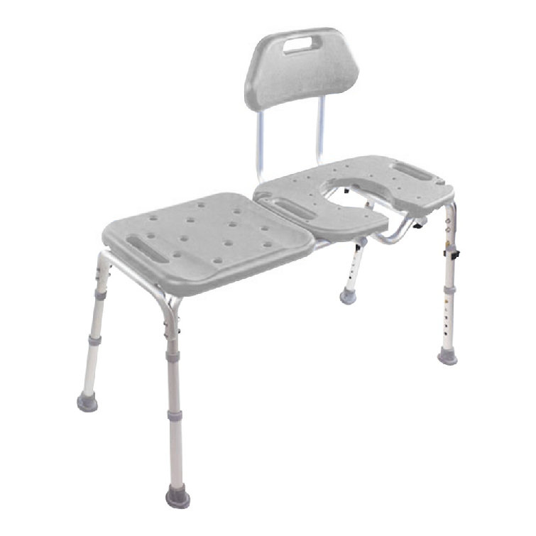 Adjustable Gray Plastic Bath Transfer Bench with Cutout