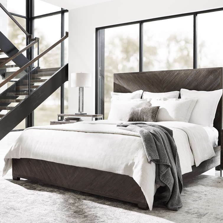Sable Brown Pine Wood Queen Panel Bed with Headboard