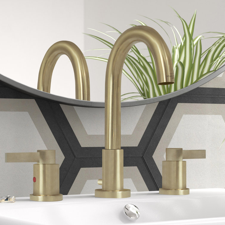 Brushed Brass Widespread Bathroom Faucet with Lever Handles