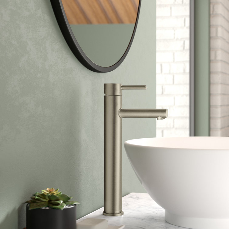 Sleek Modern 12" High-Arc Vessel Bathroom Faucet in Brushed Nickel