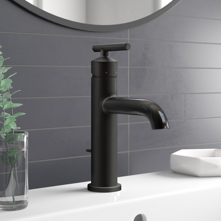 Matte Black Metal Single Hole Bathroom Faucet with Diverter