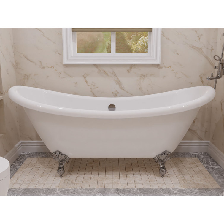 Belissima 69'' White Acrylic Clawfoot Freestanding Bathtub