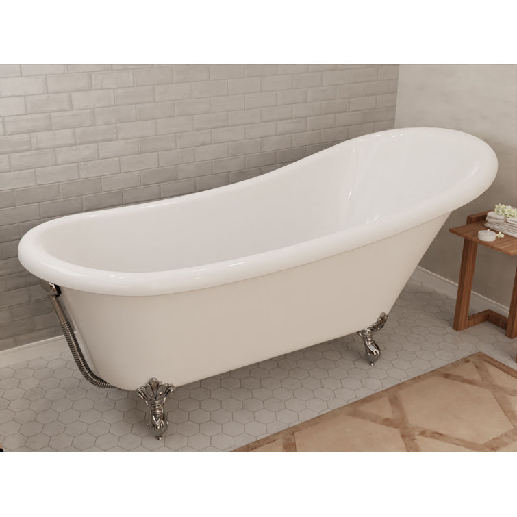 Diamante 67'' White Acrylic Clawfoot Slipper Bathtub